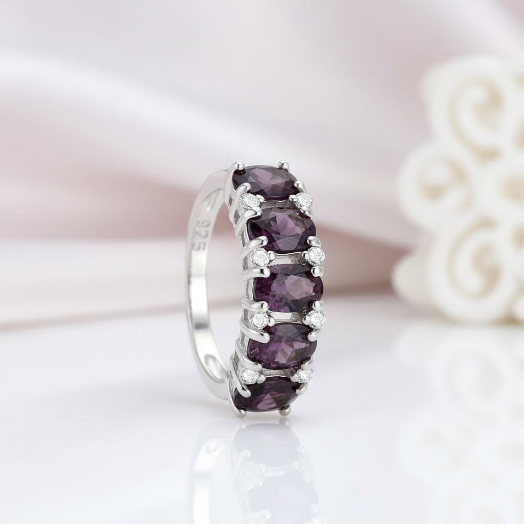 Tourmaline Gemstone Wedding Ring Band-Black Diamonds New York