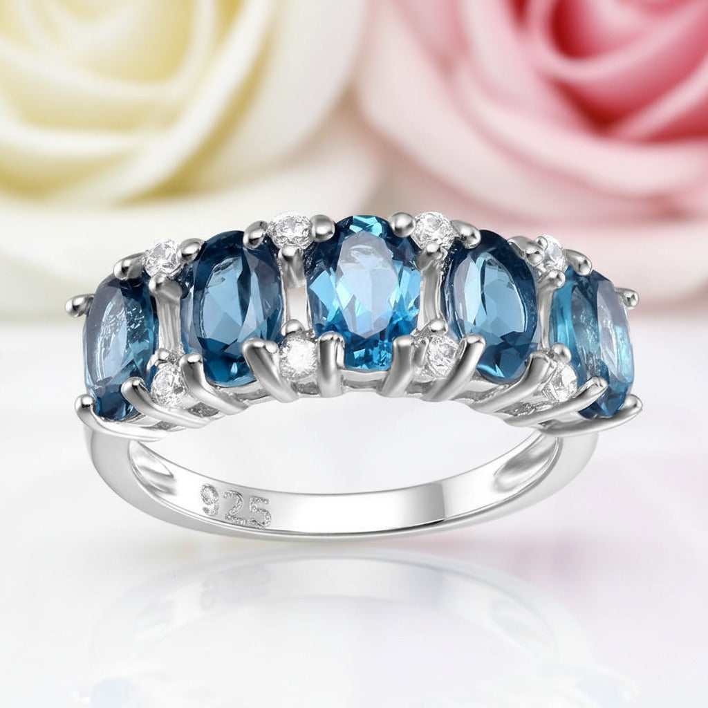 Natural Tourmaline Gemstone Wedding Ring Band-Black Diamonds New York