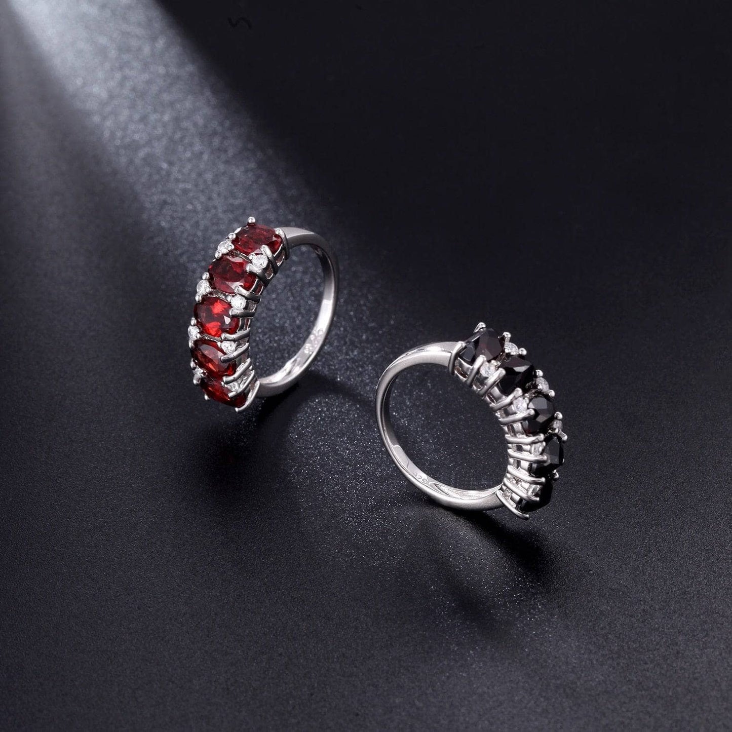 Natural Tourmaline Gemstone Wedding Ring Band - Black Diamonds New York