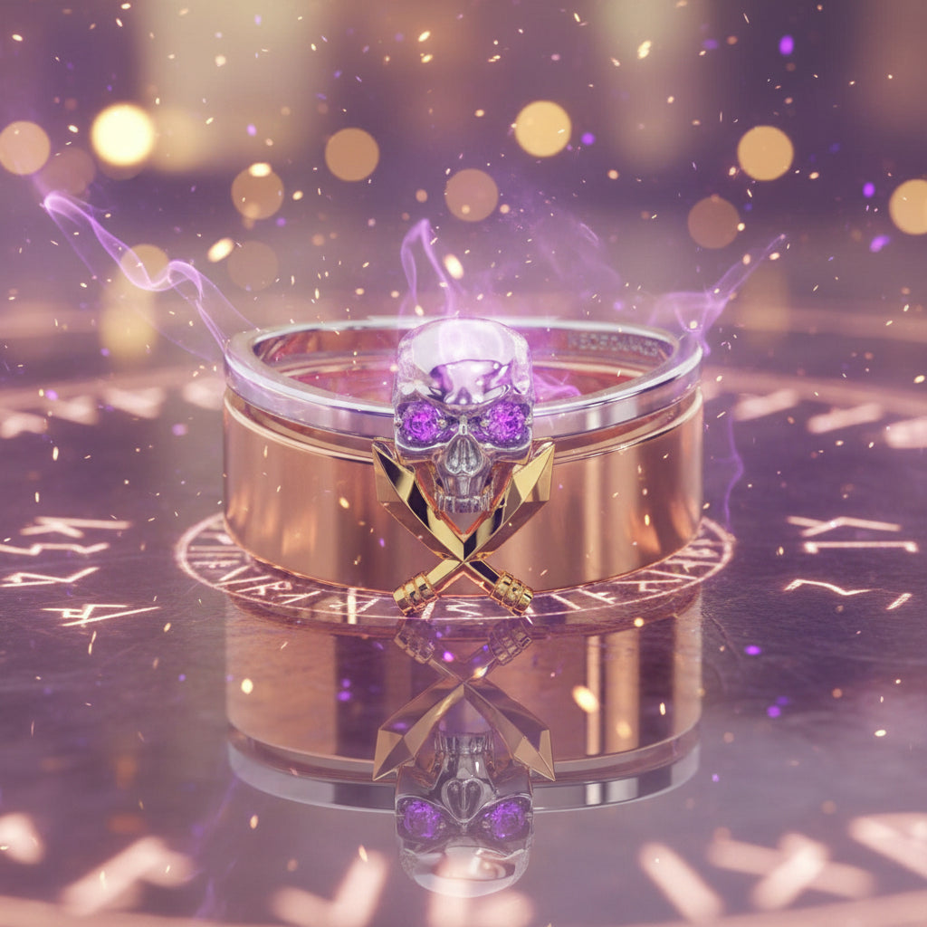 Necromancer's Couples Ring- 14k Rose Gold Video Game Inspired Rings-Black Diamonds New York