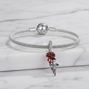 Neo-Gothic Skull & Enamel Blood Roses Charms-Black Diamonds New York