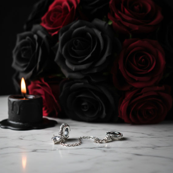 GNOCE Skull & Rose Charm – 925 Sterling Silver Bracelet/Necklace Charm For Halloween & Gifts