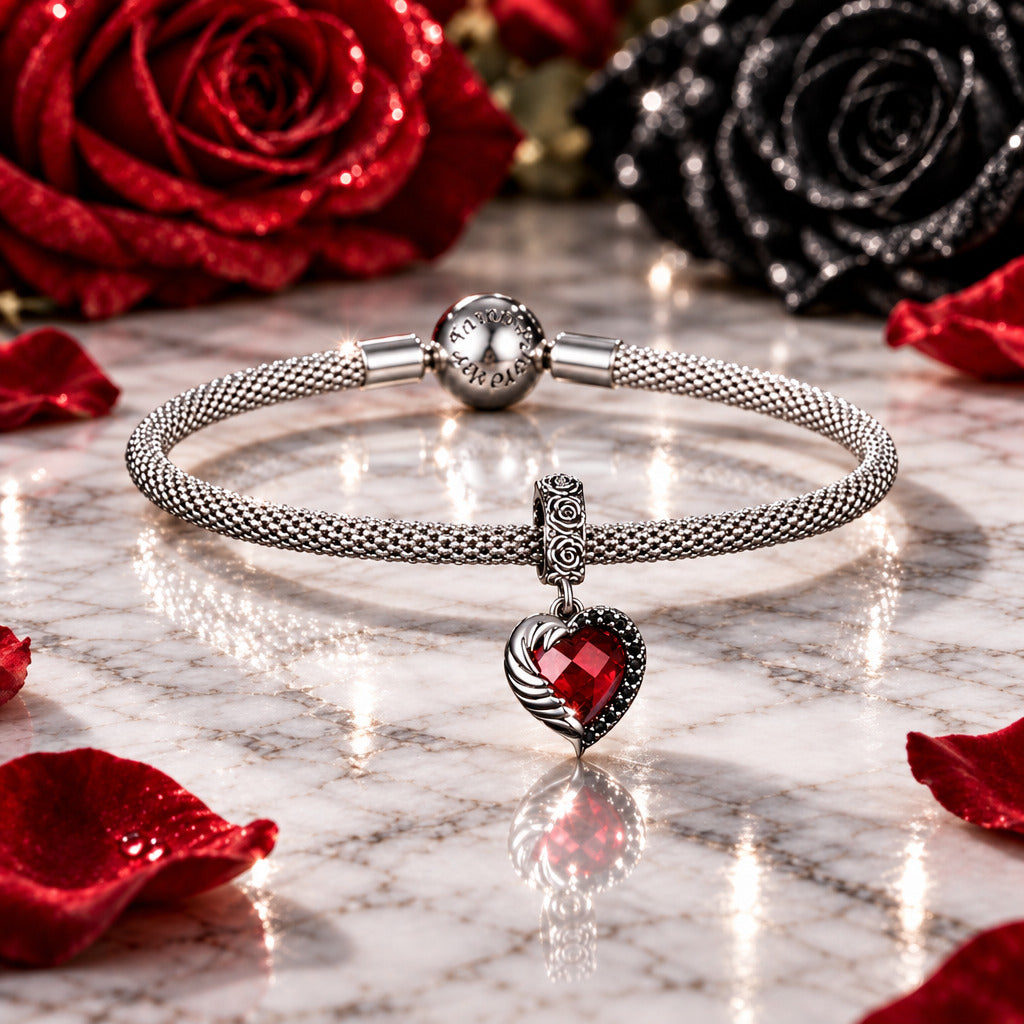 ブ*ィ様 Necromance Rose Skull ブレスレット Neo-Gothic Skull & Enamel Blood Roses Charms – Black Diamonds New York