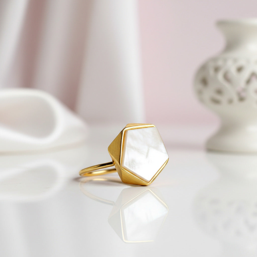 North European Option Geometric Angle Ring-Black Diamonds New York