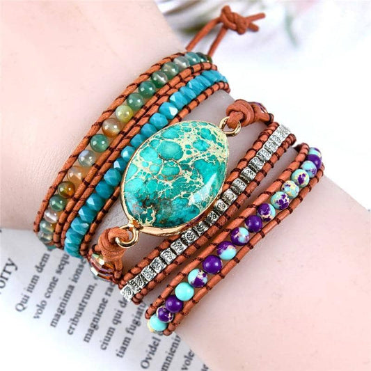 Handmade multicolored bohemian bracelet - turquoise