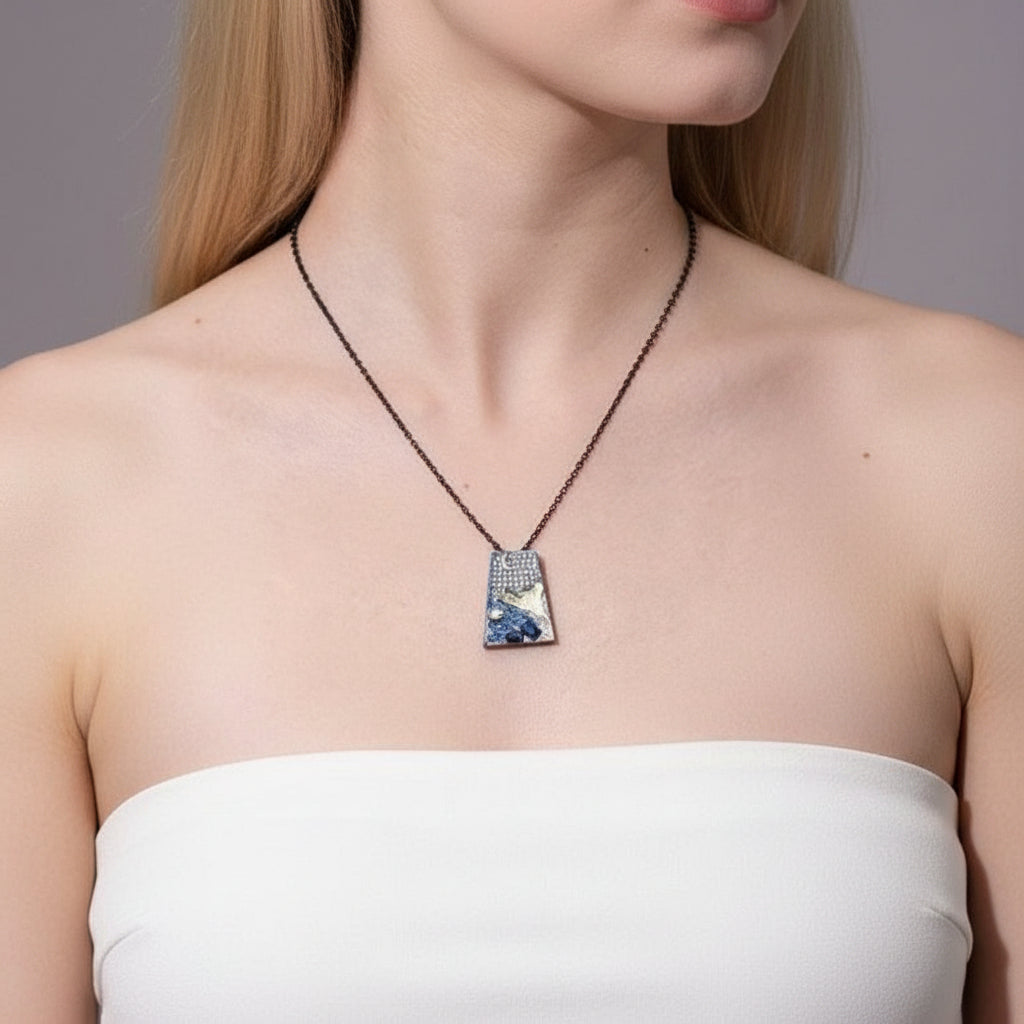 Oil Painting Night Pendant Necklace-Black Diamonds New York