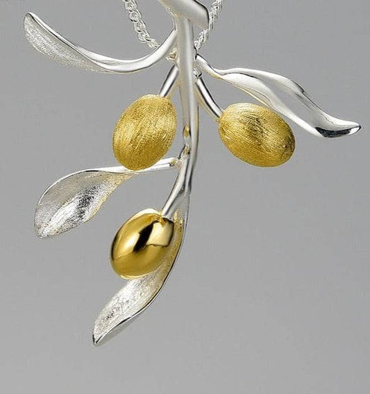 Olive Leaves and Fruits Necklace-Black Diamonds New York