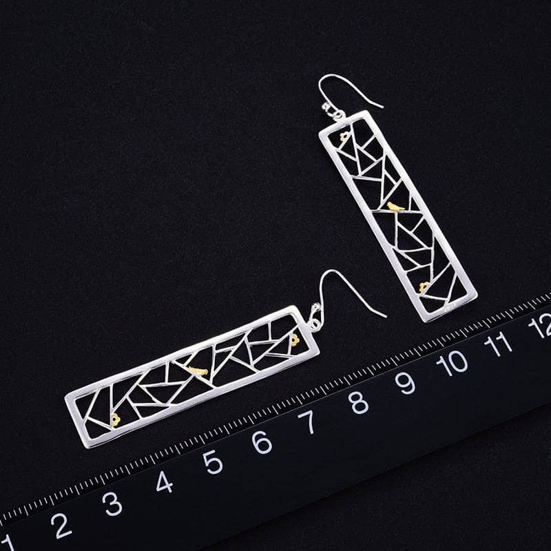 Oriental Element Window Paper-cut Dangle Earrings-Black Diamonds New York