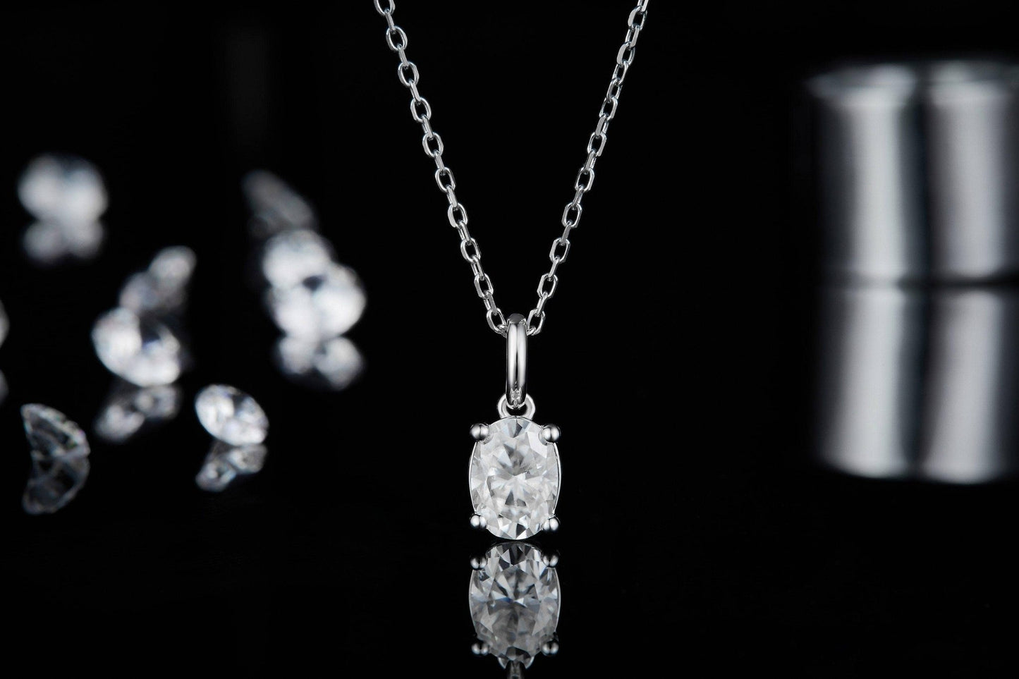 Oval Brilliant Moissanite Necklace Earrings Sets For Women Wedding - Black Diamonds New York