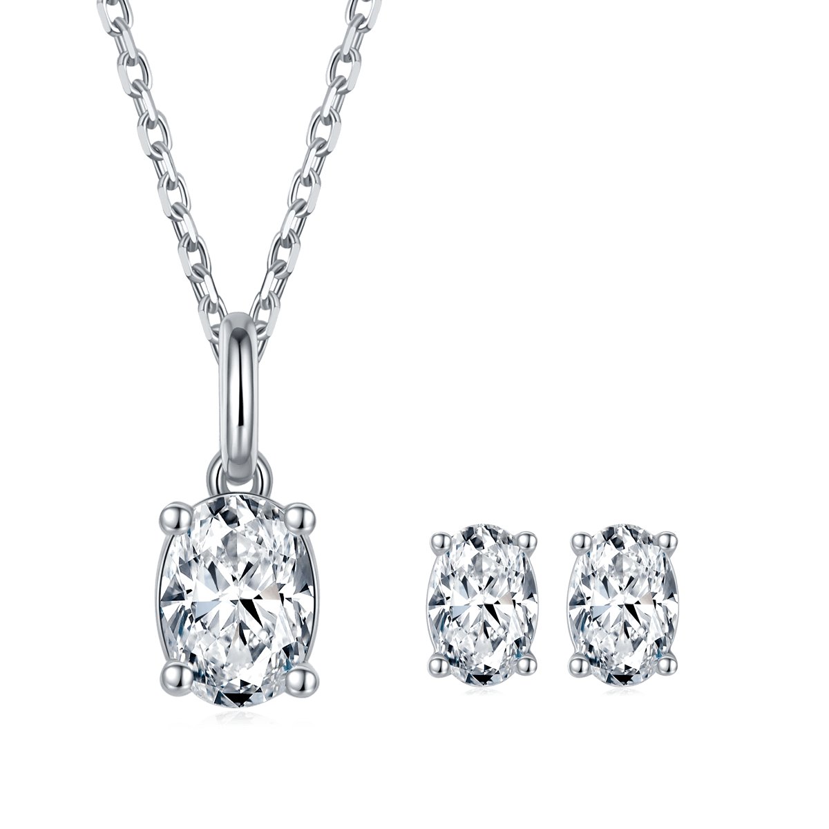 Oval Brilliant Diamond Option Necklace Earrings Sets For Women Wedding-Black Diamonds New York
