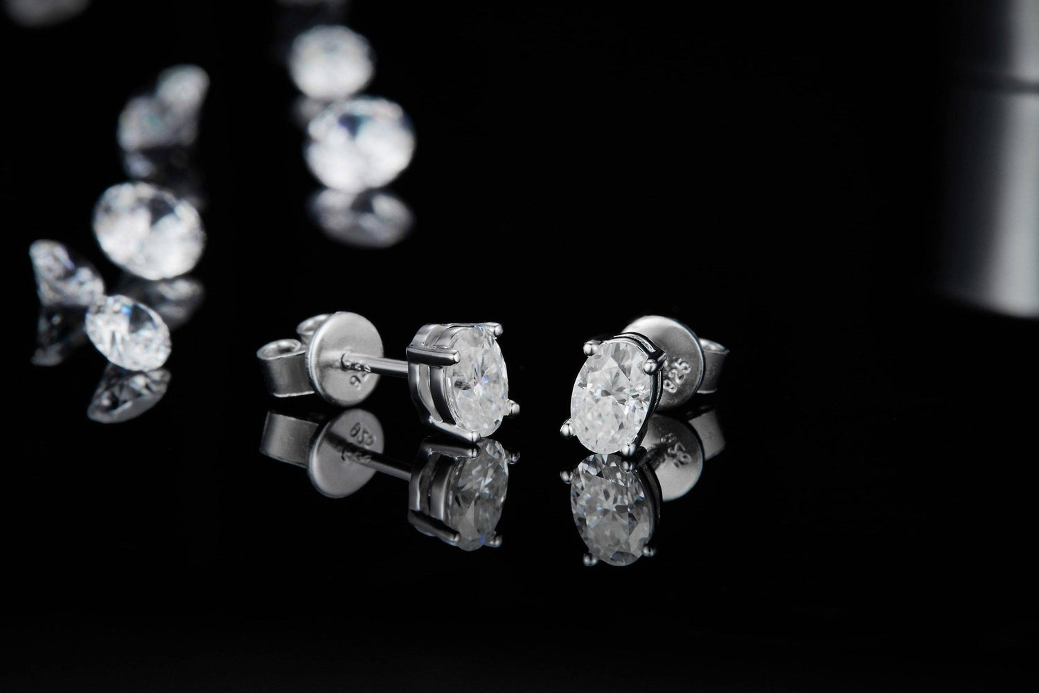 Oval Brilliant Moissanite Necklace Earrings Sets For Women Wedding-Black Diamonds New York