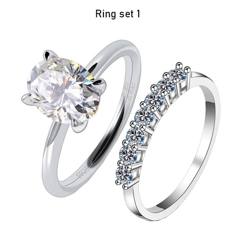 Oval Cut 2ct Moissanite Solitaire Wedding Ring Set-Black Diamonds New York