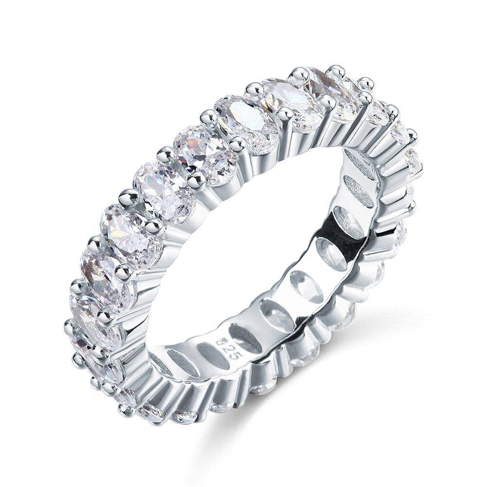 Oval Cut Created Diamond Eternity Wedding Ring Band Jewelry-Black Diamonds New York