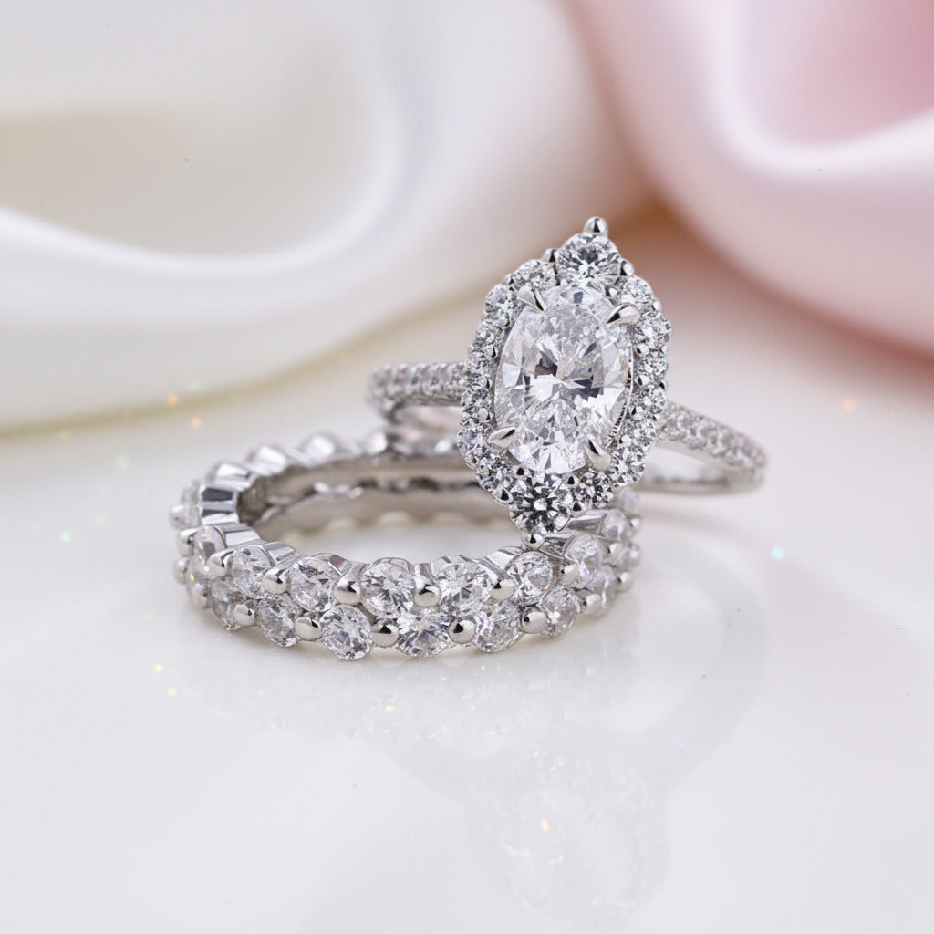 Oval Cut Diamond Option 3PC Wedding Ring Set-Black Diamonds New York