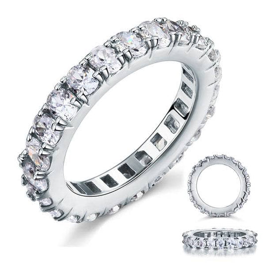 Oval Cut Eternity Created Diamond Ring-Black Diamonds New York