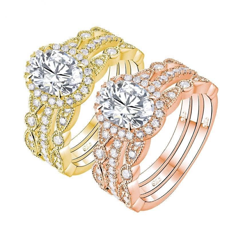 Oval Cut Created Diamond 3pcs Wedding Ring Set-Black Diamonds New York