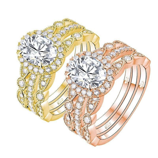 Oval Cut EVN™ Diamond 3pcs Wedding Ring Set - Black Diamonds New York