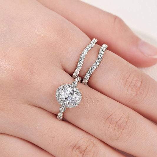 Oval Cut Created Diamond Engagement Ring Set-Black Diamonds New York