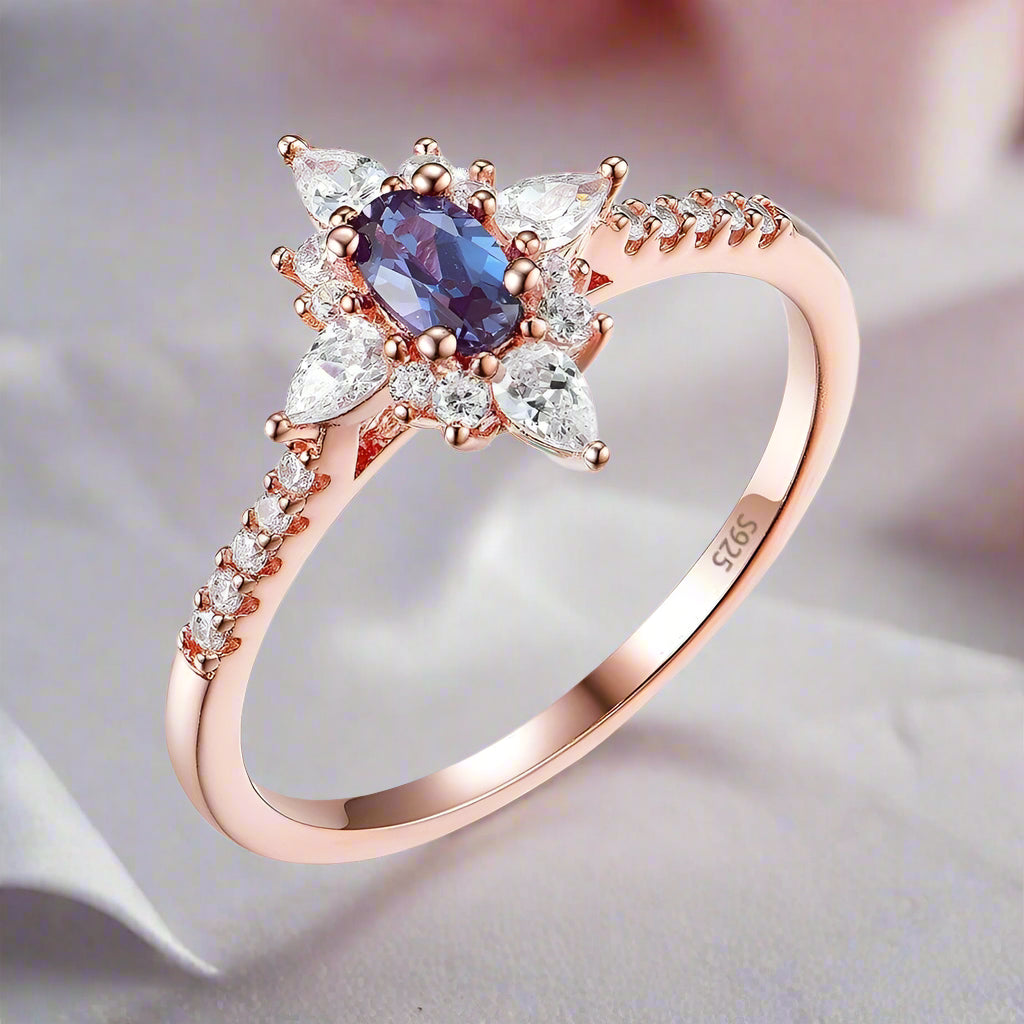 Oval Cut Lab Alexandrite Gemstone-Black Diamonds New York