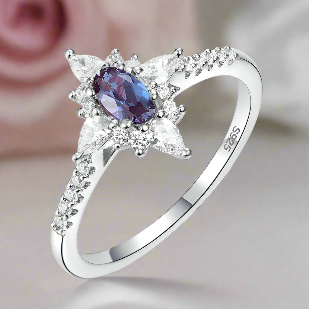 Oval Cut Lab Alexandrite Gemstone-Black Diamonds New York