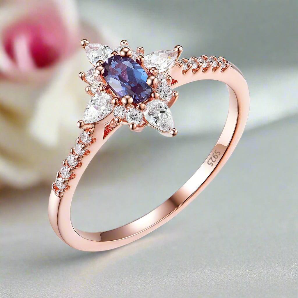 Oval Cut Lab Alexandrite Gemstone-Black Diamonds New York