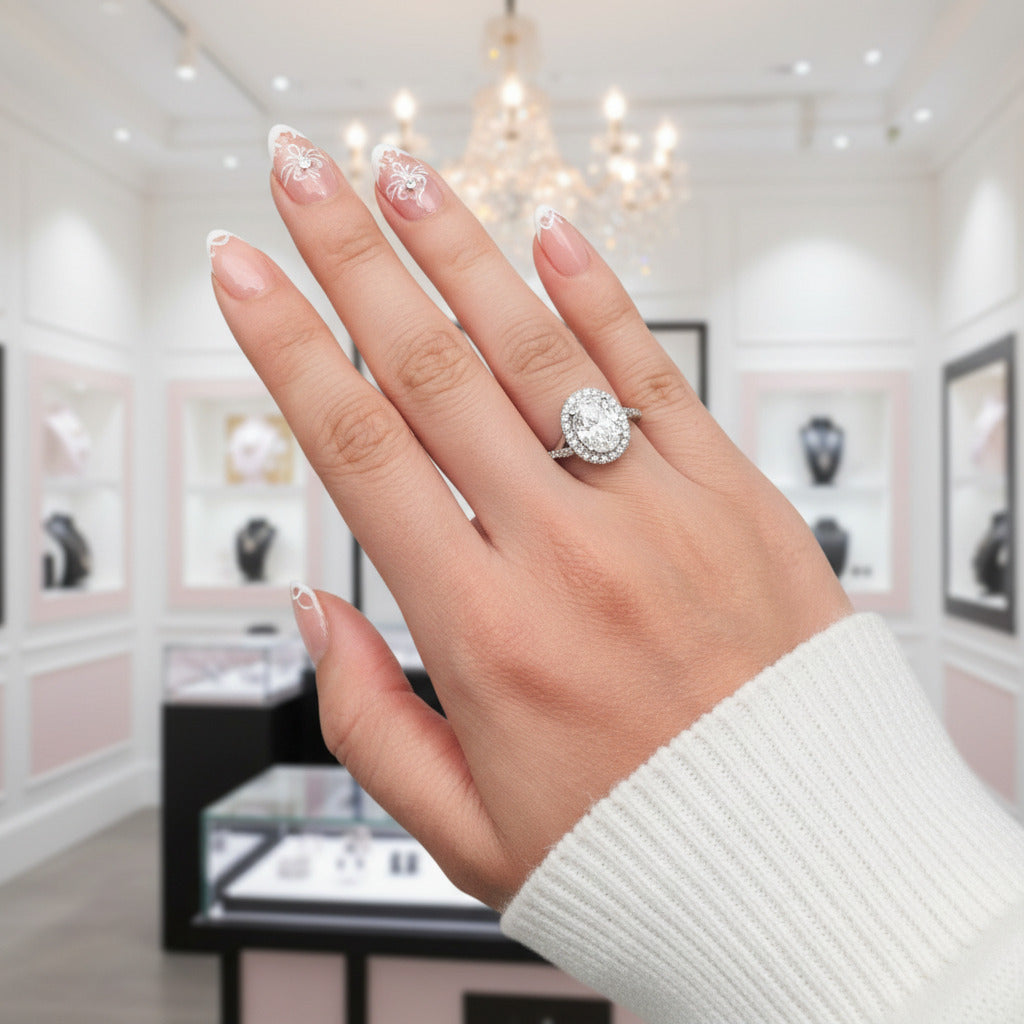 Oval Cut Diamond Antique Halo Engagement Ring-Black Diamonds New York