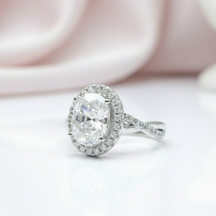 Oval Cut Diamond Antique Halo Engagement Ring-Black Diamonds New York