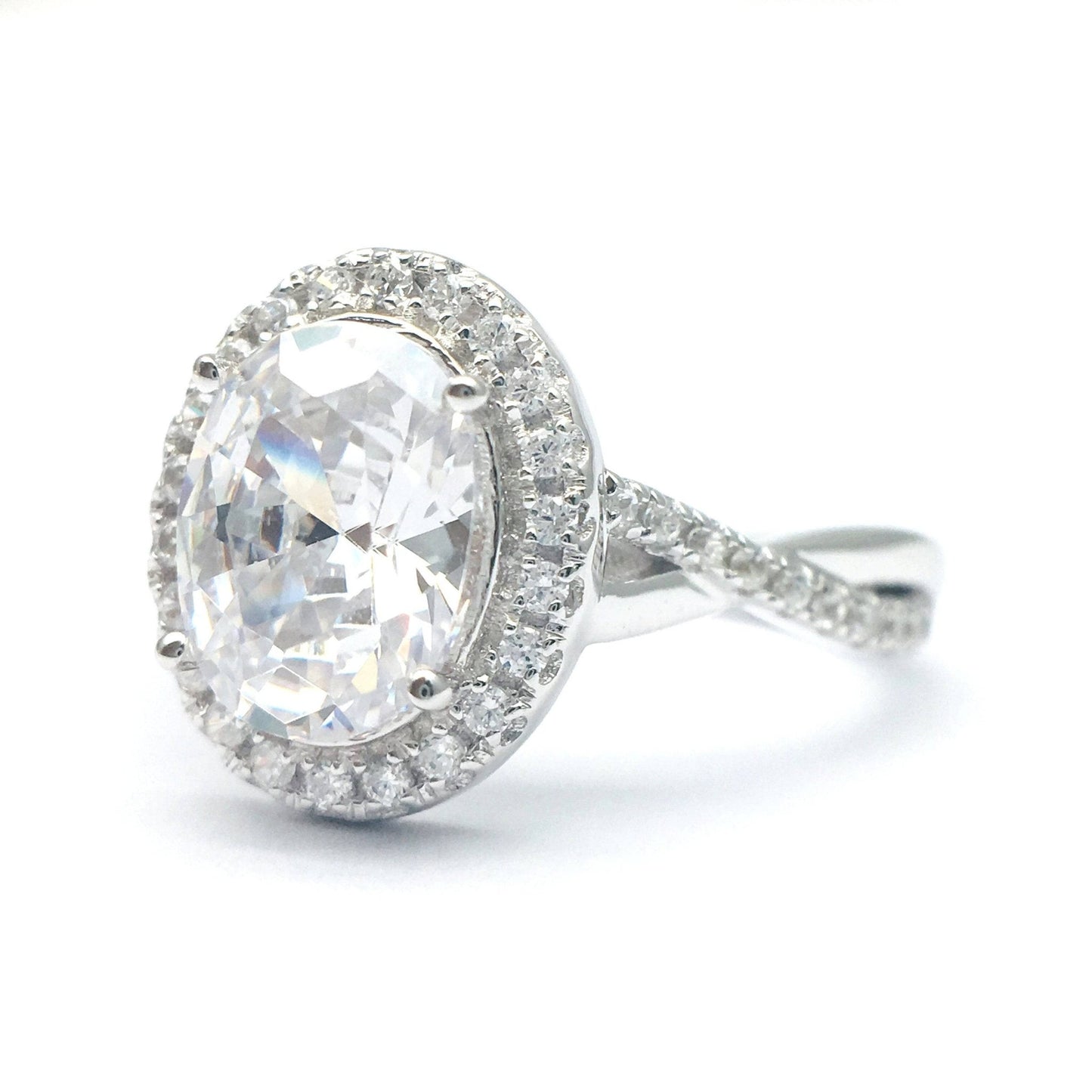 Oval Cut Moissanite Antique Halo Engagement Ring - Black Diamonds New York