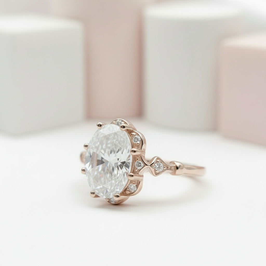 Oval Cut Diamond Classic Halo Engagement Ring-Black Diamonds New York