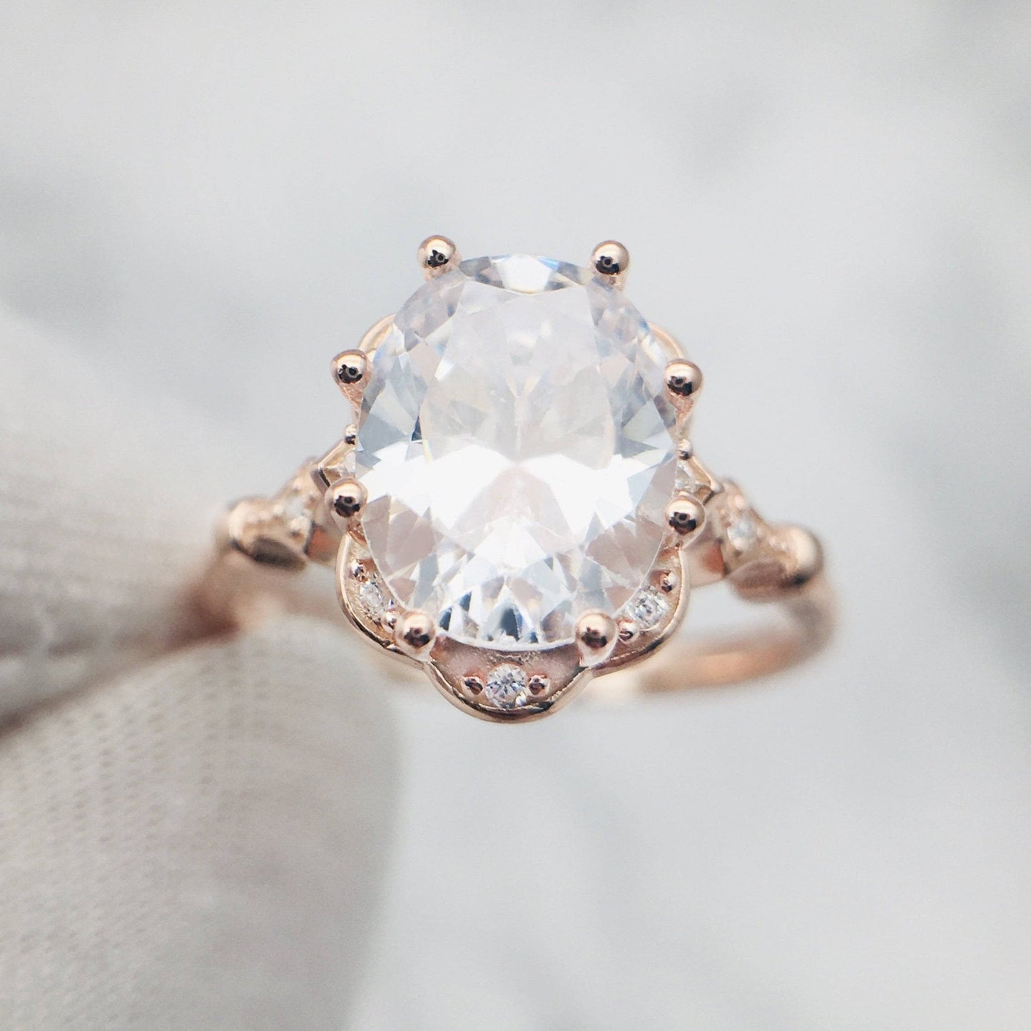Oval Cut Moissanite Classic Halo Engagement Ring-Black Diamonds New York