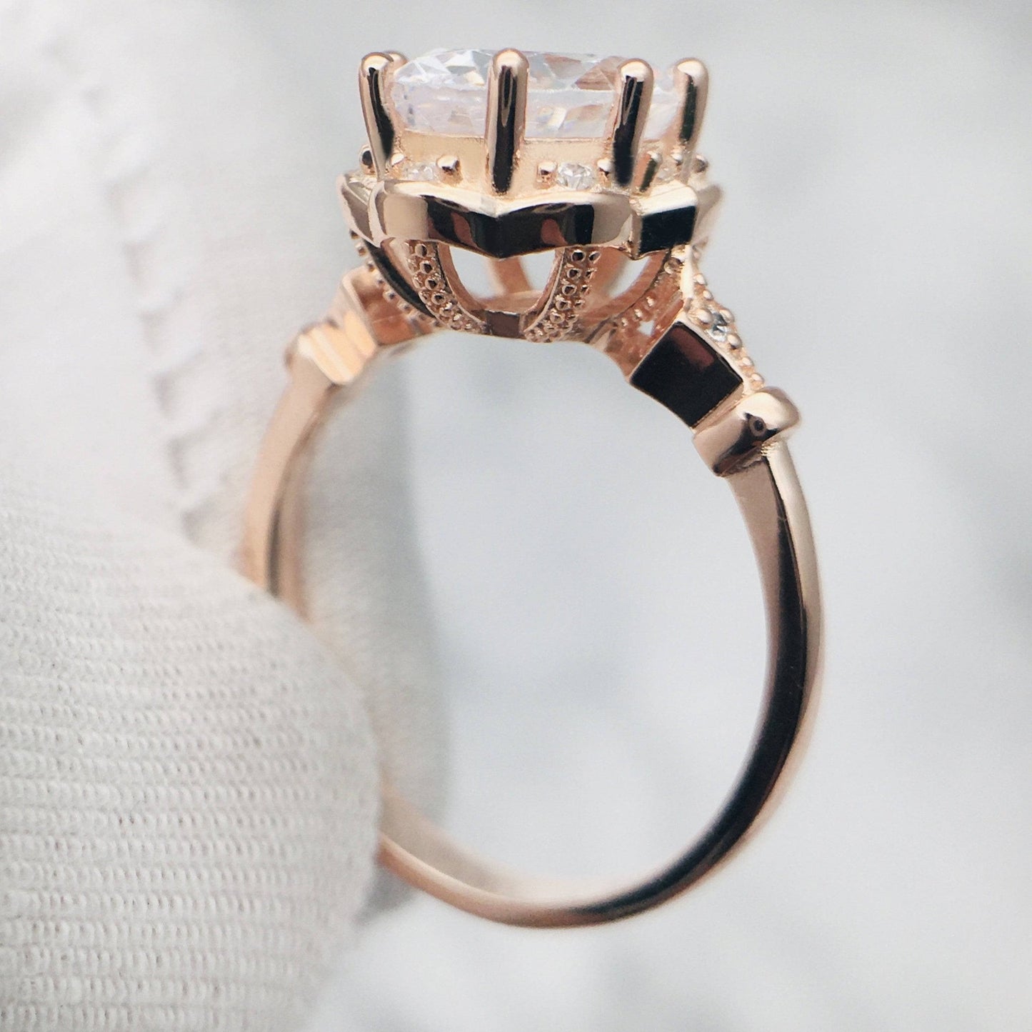 Oval Cut Moissanite Classic Halo Engagement Ring-Black Diamonds New York