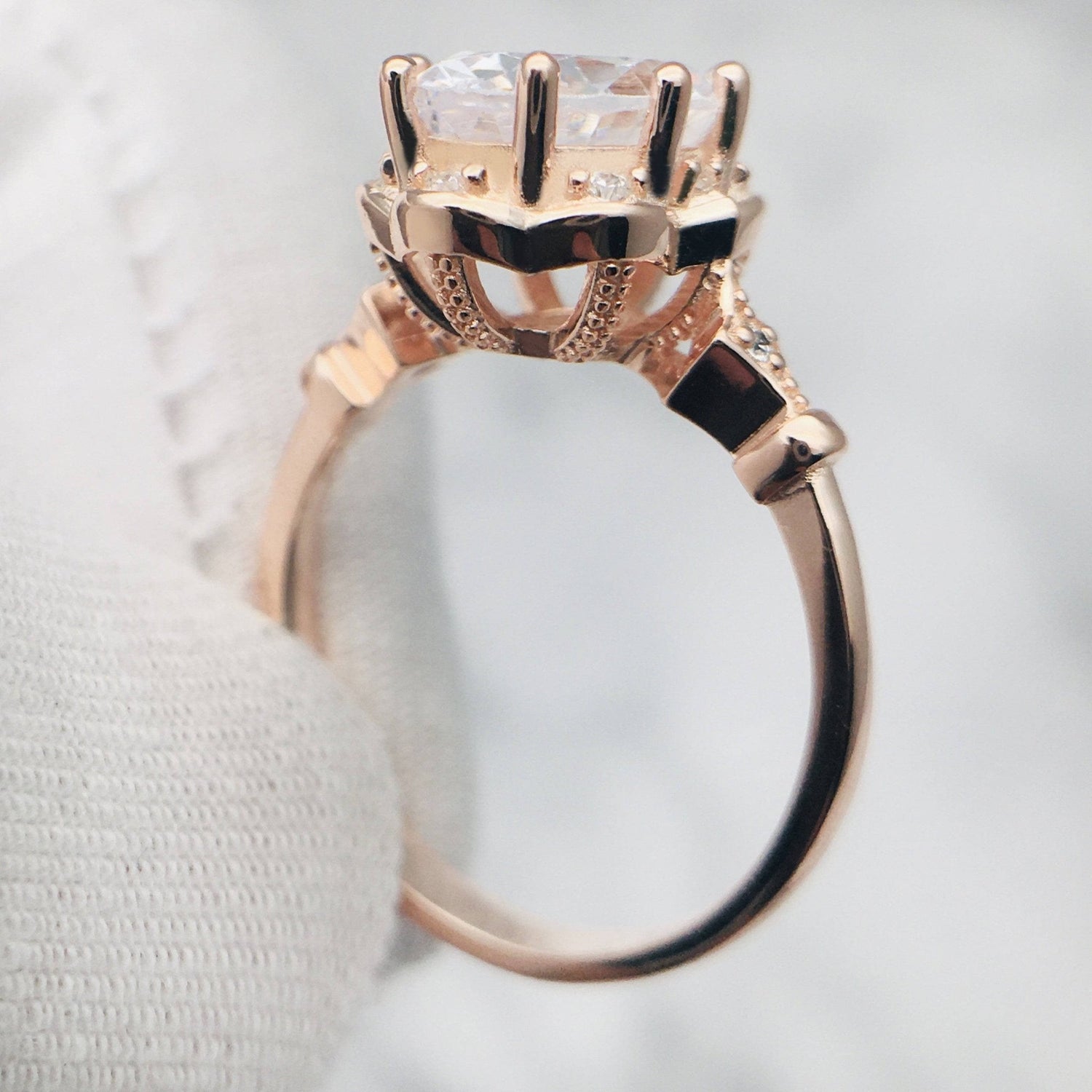 Oval Cut Moissanite Classic Halo Engagement Ring - Black Diamonds New York