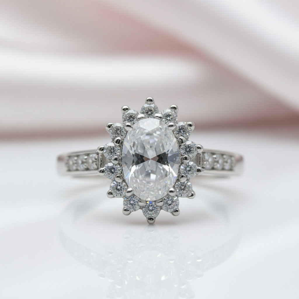Oval Cut Diamond Option Halo Art Deco Vintage Engagement Ring-Black Diamonds New York