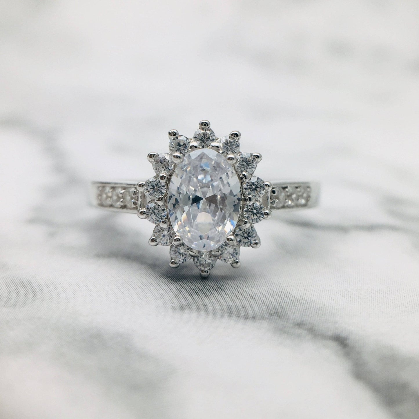 Oval Cut Moissanite Halo Art Deco Vintage Engagement Ring - Black Diamonds New York