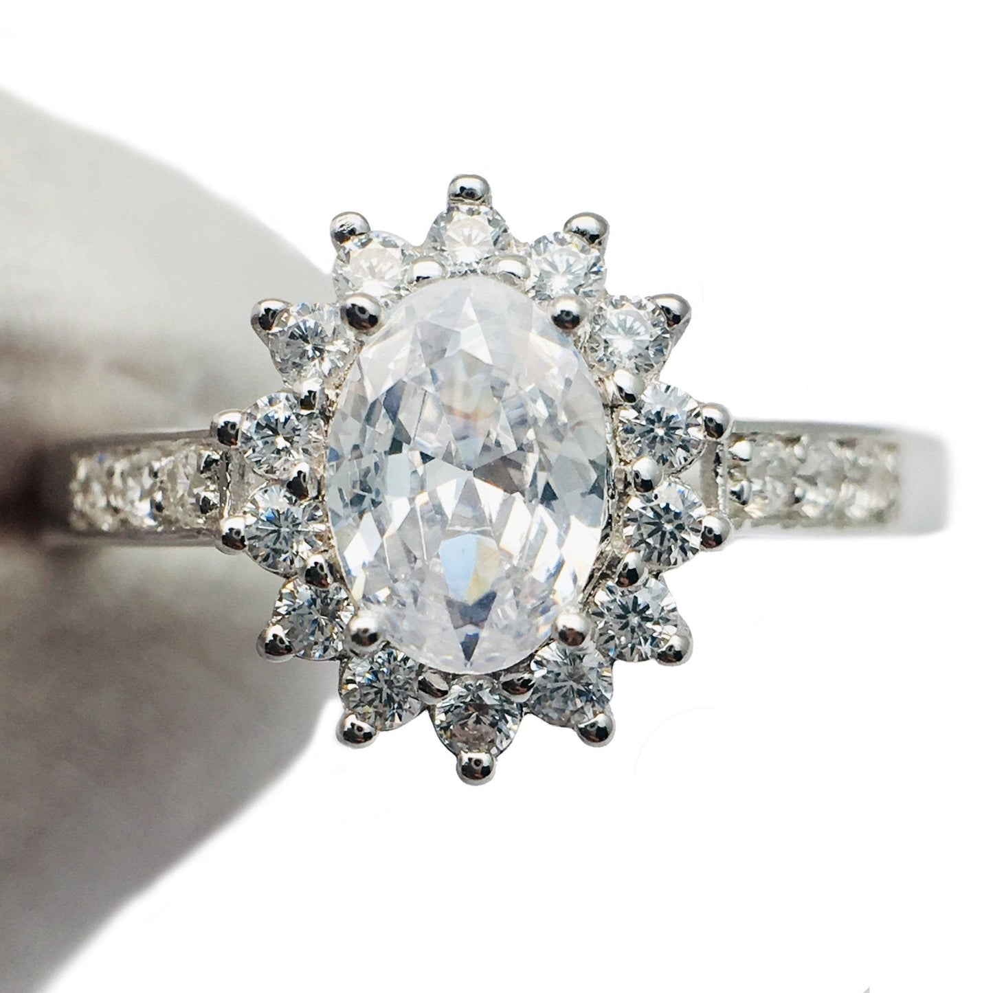 Oval Cut Moissanite Halo Art Deco Vintage Engagement Ring - Black Diamonds New York