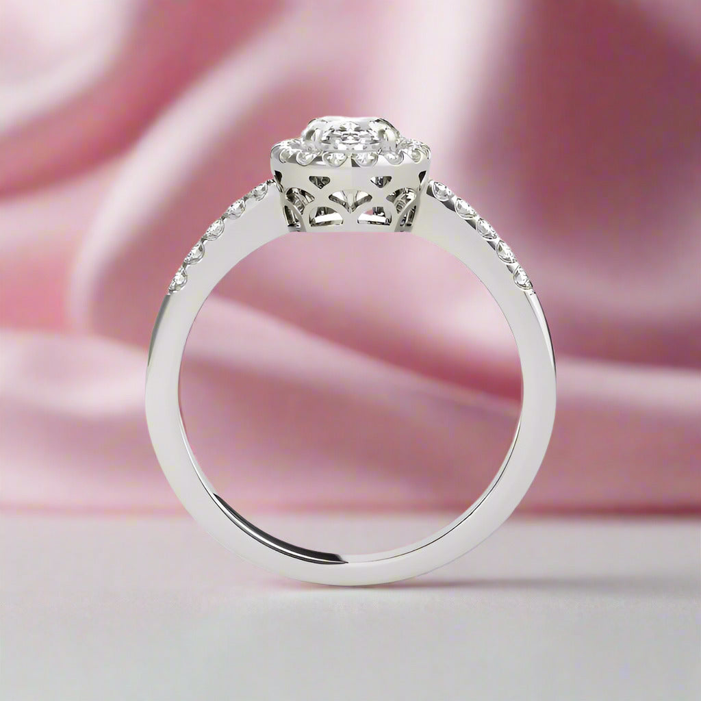 Oval Cut Diamond Halo White Gold Engagement Ring Set-Black Diamonds New York