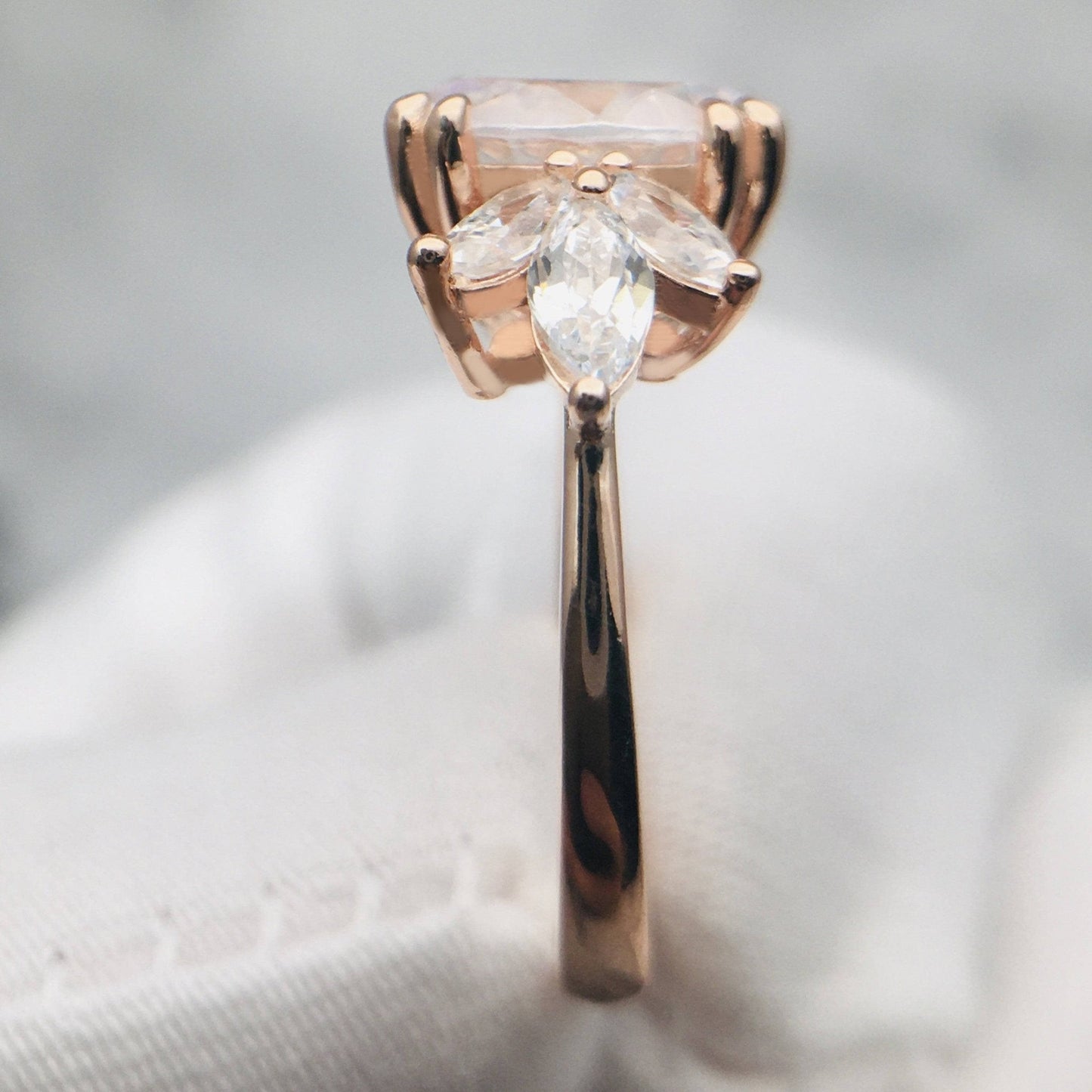 Oval Cut Moissanite Rose Gold Dainty Engagement Ring - Black Diamonds New York