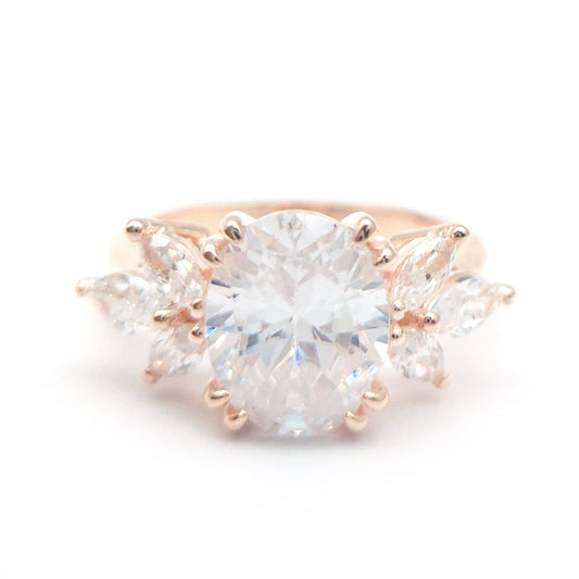 Oval Cut Moissanite Rose Gold Dainty Engagement Ring-Black Diamonds New York