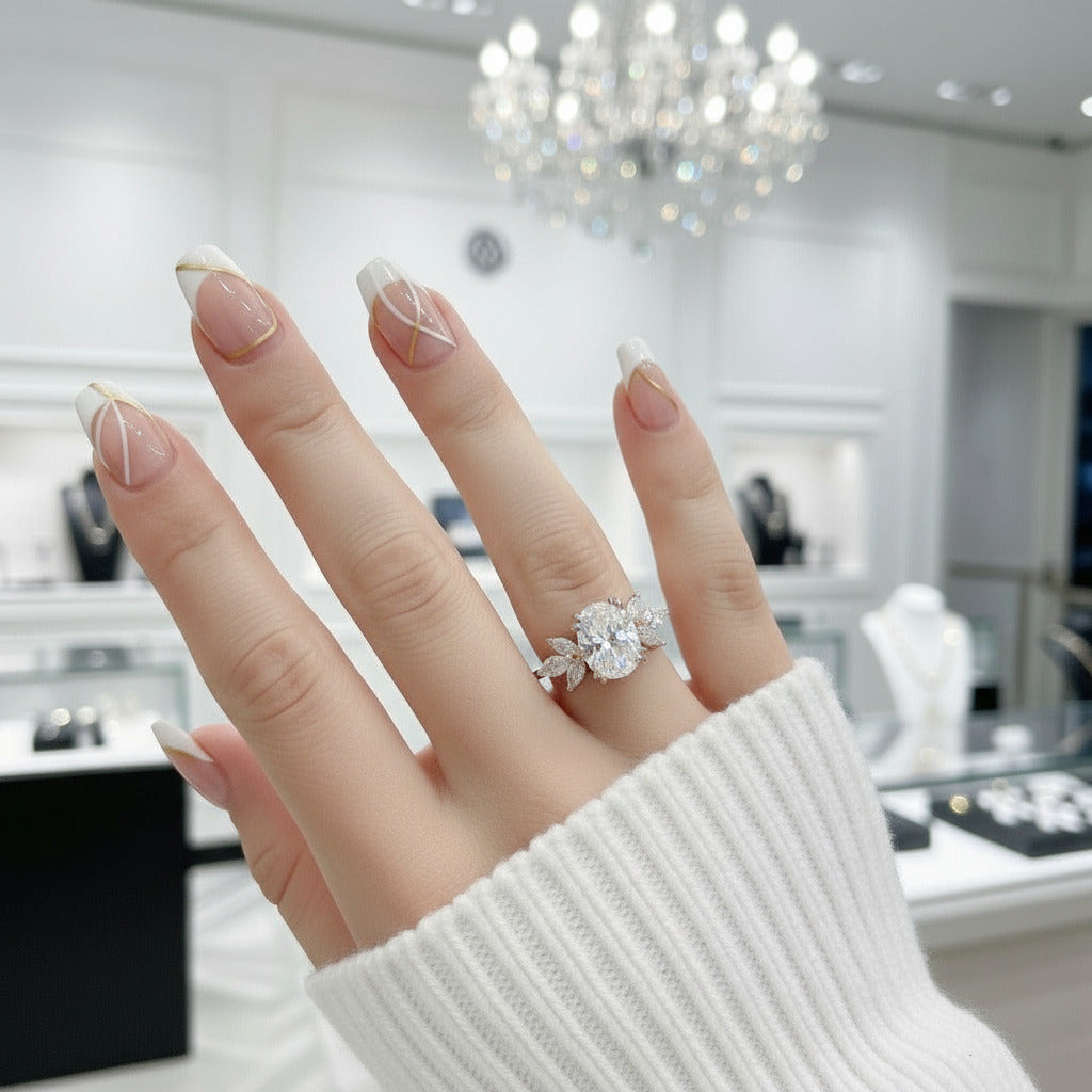 Oval Cut Diamond Rose Gold Dainty Engagement Ring-Black Diamonds New York