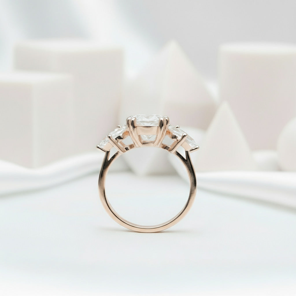 Oval Cut Diamond Rose Gold Dainty Engagement Ring-Black Diamonds New York