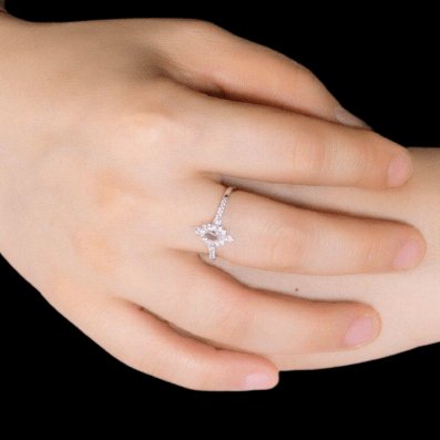 Oval Cut Morganite Gemstone Engagement Ring - Black Diamonds New York