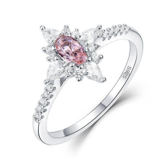 Oval Cut Morganite Gemstone Engagement Ring-Black Diamonds New York