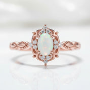 Oval Cut Opal Gemstone Ring-Black Diamonds New York