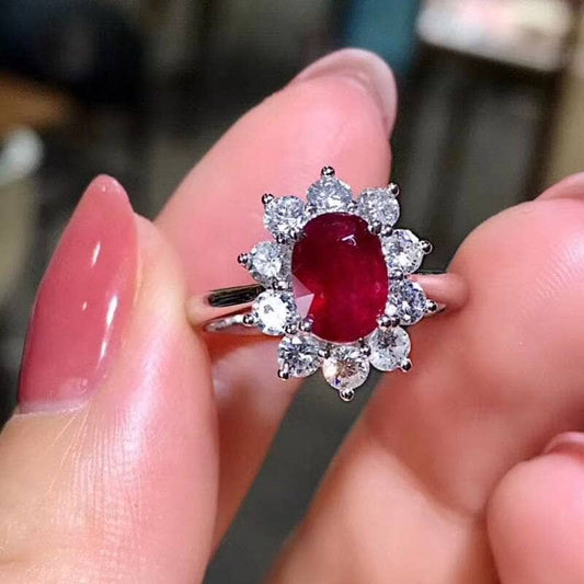 Oval Cut Ruby Engagement Ring-Black Diamonds New York