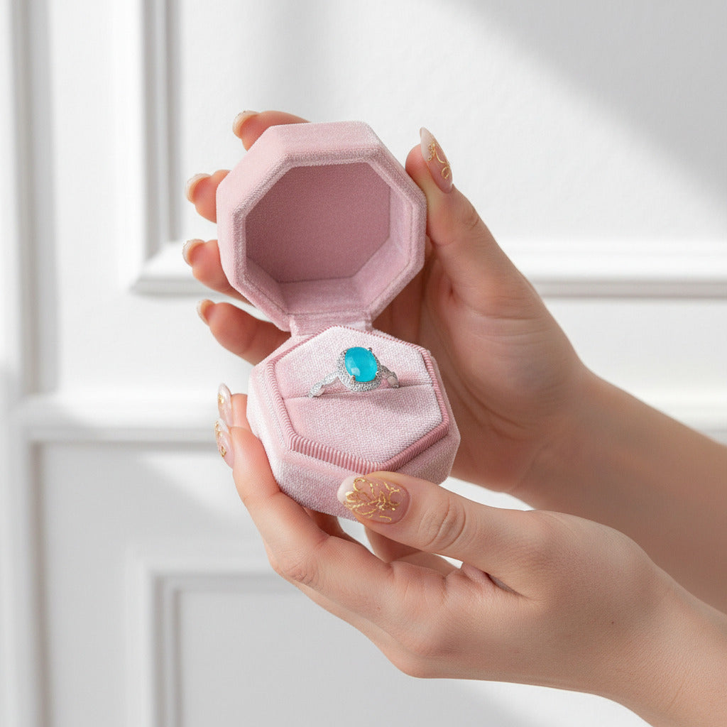 Oval Cut Paraiba Tourmaline Engagement Ring-Black Diamonds New York