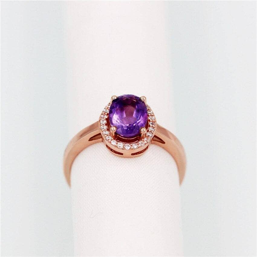 Oval Cut Purple Amethyst Rings-Black Diamonds New York
