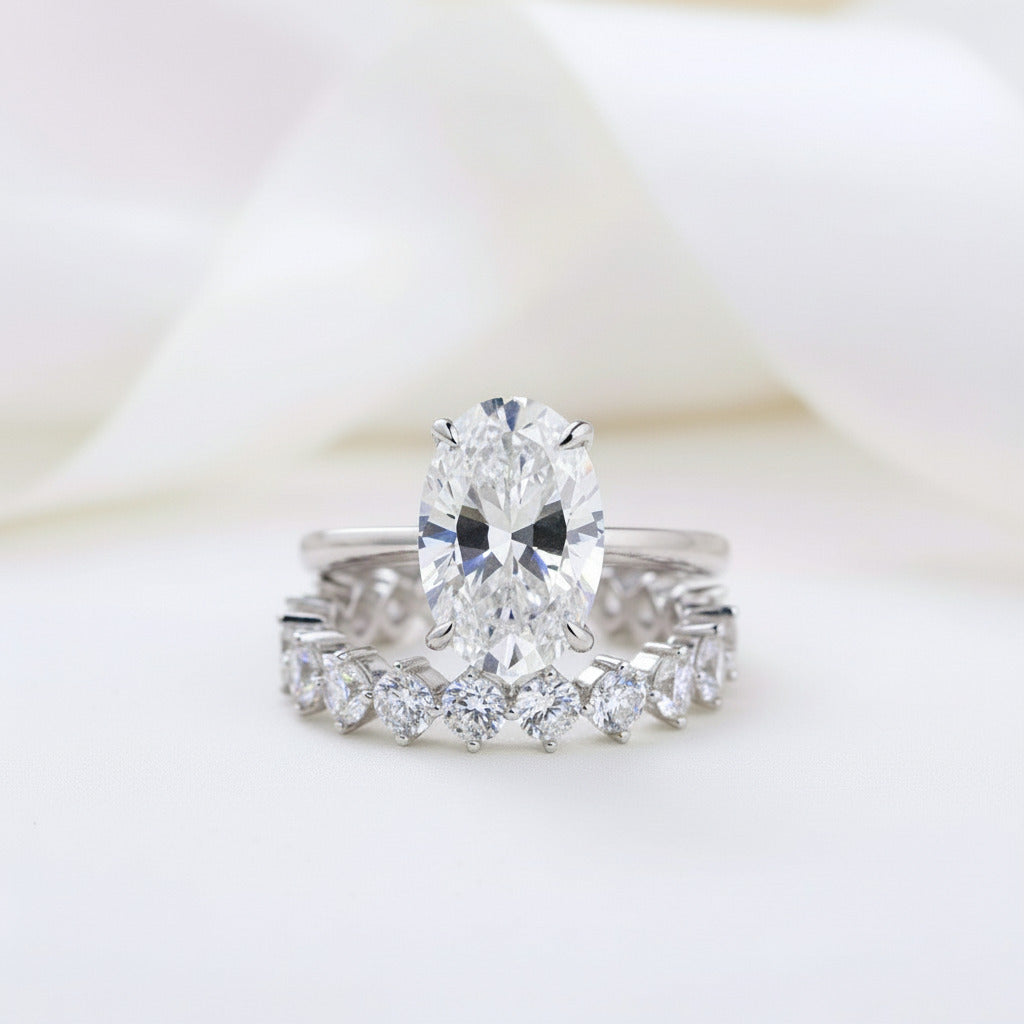 Oval Cut Simulated Diamond Solitaire Wedding Set-Black Diamonds New York