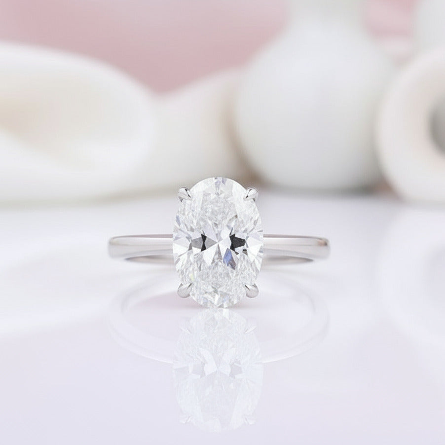 Oval Cut Simulated Diamond Solitaire Wedding Set-Black Diamonds New York