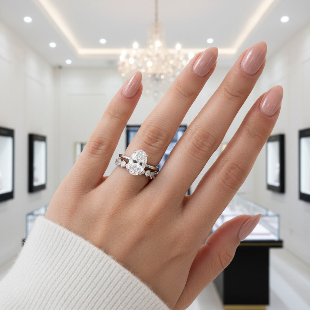 Oval Cut Simulated Diamond Solitaire Wedding Set-Black Diamonds New York