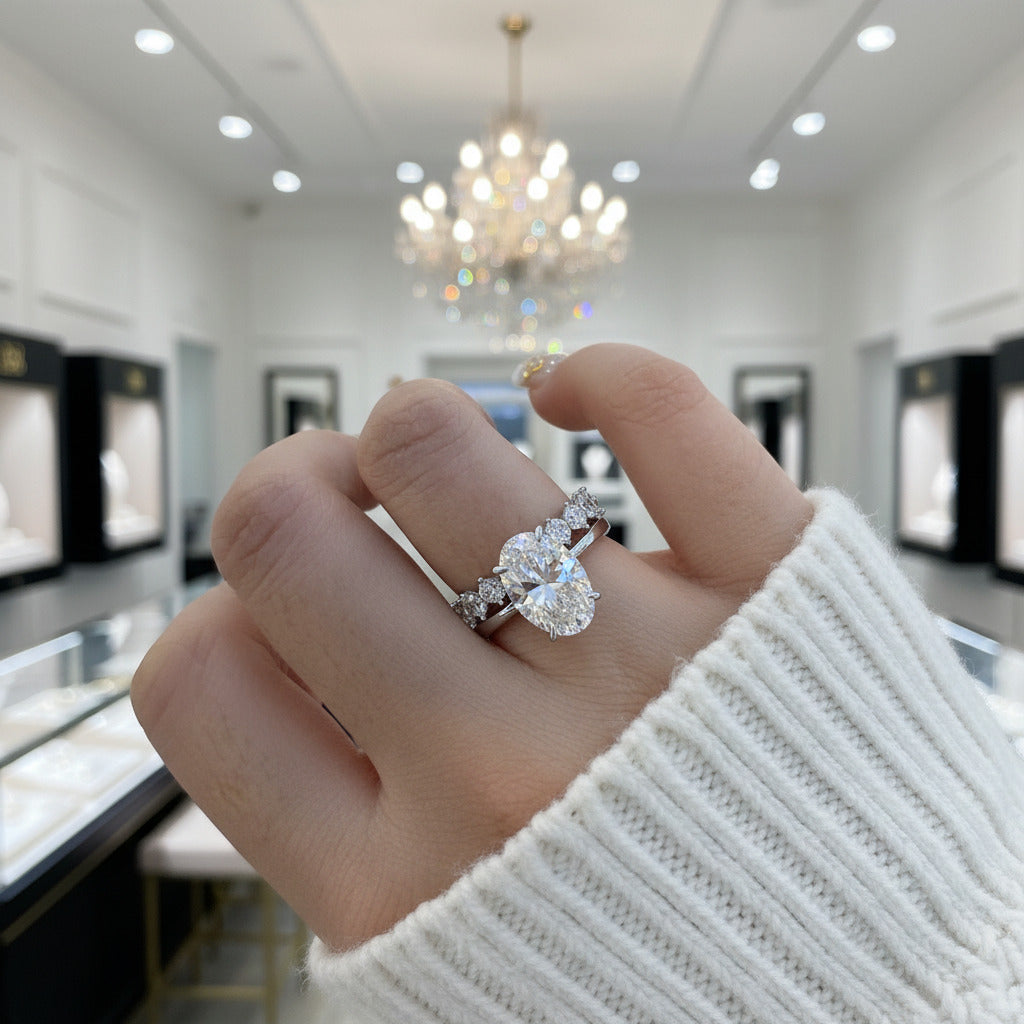 Oval Cut Simulated Diamond Solitaire Wedding Set-Black Diamonds New York